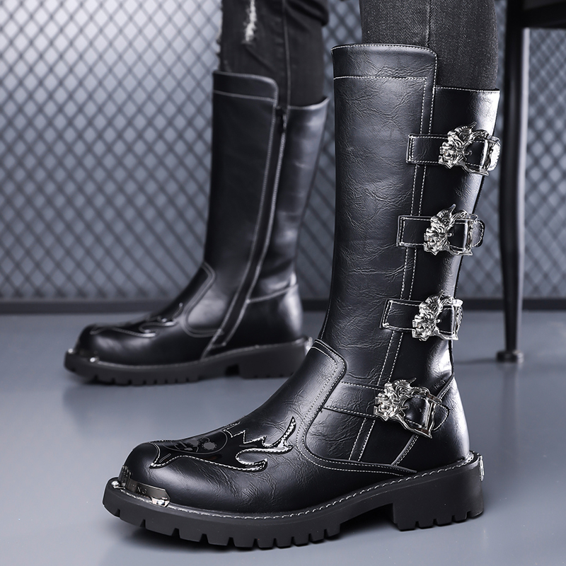 Leather Work Boots - أحذية جلدية طويلة جديدة للرجال لفصل