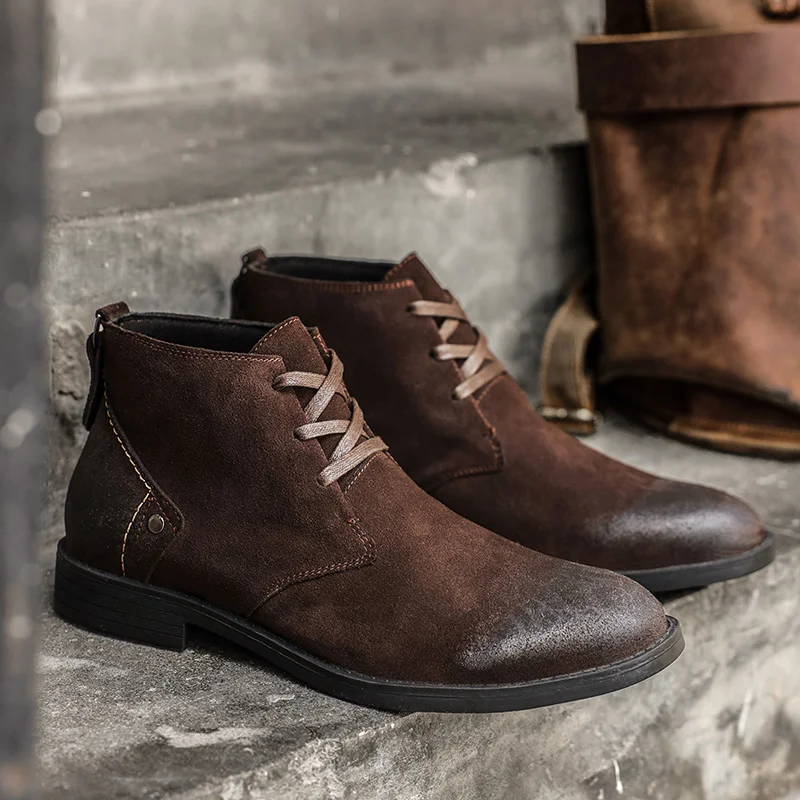 Leather Work Boots - جديد البقرة المدبوغ حذاء من الجلد