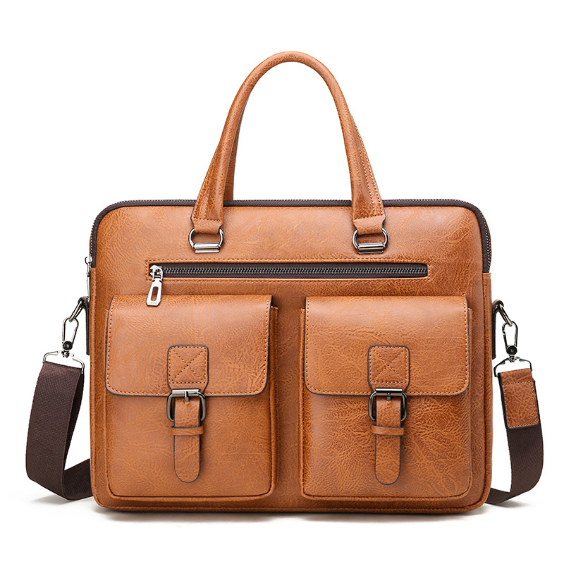 Leather Work Laptop Bag - بو الجلود حقيبة الأعمال للرجال ،