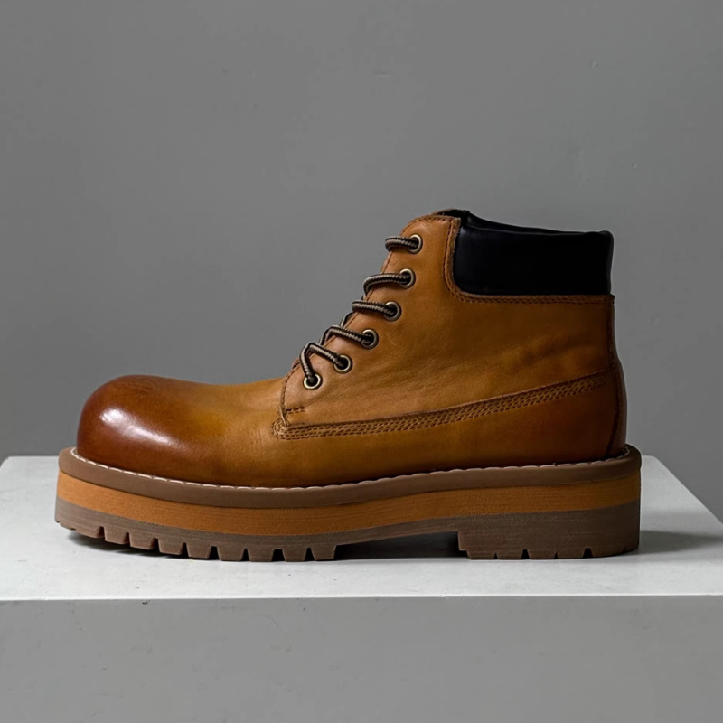 Leather Work Boots - النمط البريطاني الرجال حذاء من الجلد