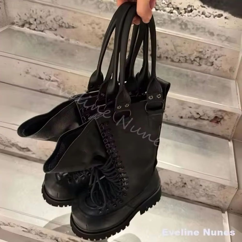 Leather Work Boots - أحذية ركوب الدراجات النارية النسائية من