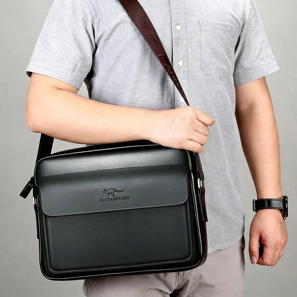 Leather Work Laptop Bag - حقيبة كتف رجالية من الجلد الصناعي