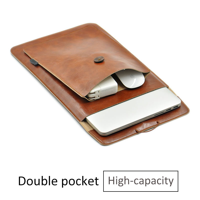 Leather Work Laptop Bag - غطاء حقيبة كمبيوتر محمول عالي السعة