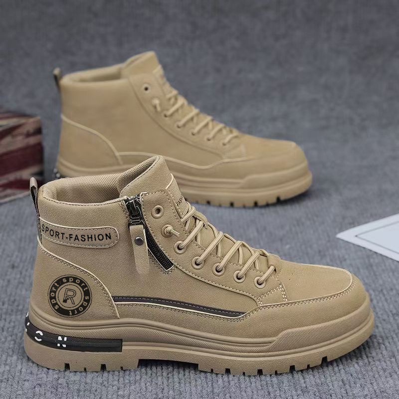 Leather Work Boots - الرجال الرجعية عالية أعلى أحذية عمل
