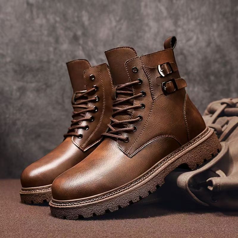 Leather Work Boots - الرجال الخريف الشتاء حجم كبير جلد