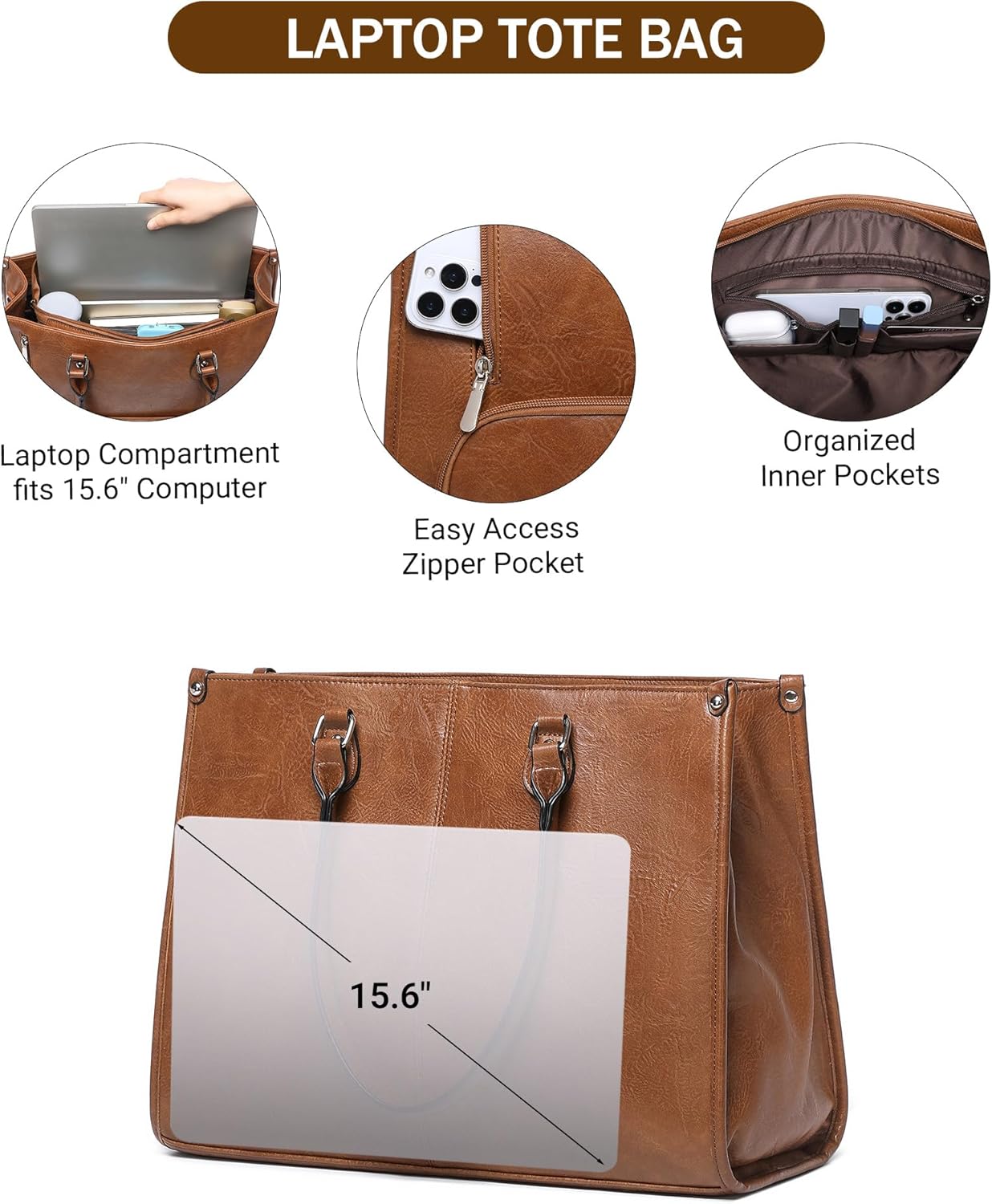 حقيبة لابتوب 2 في 1 مع حجرة مع - مراجعة Leather Work Laptop Bag وسعره
