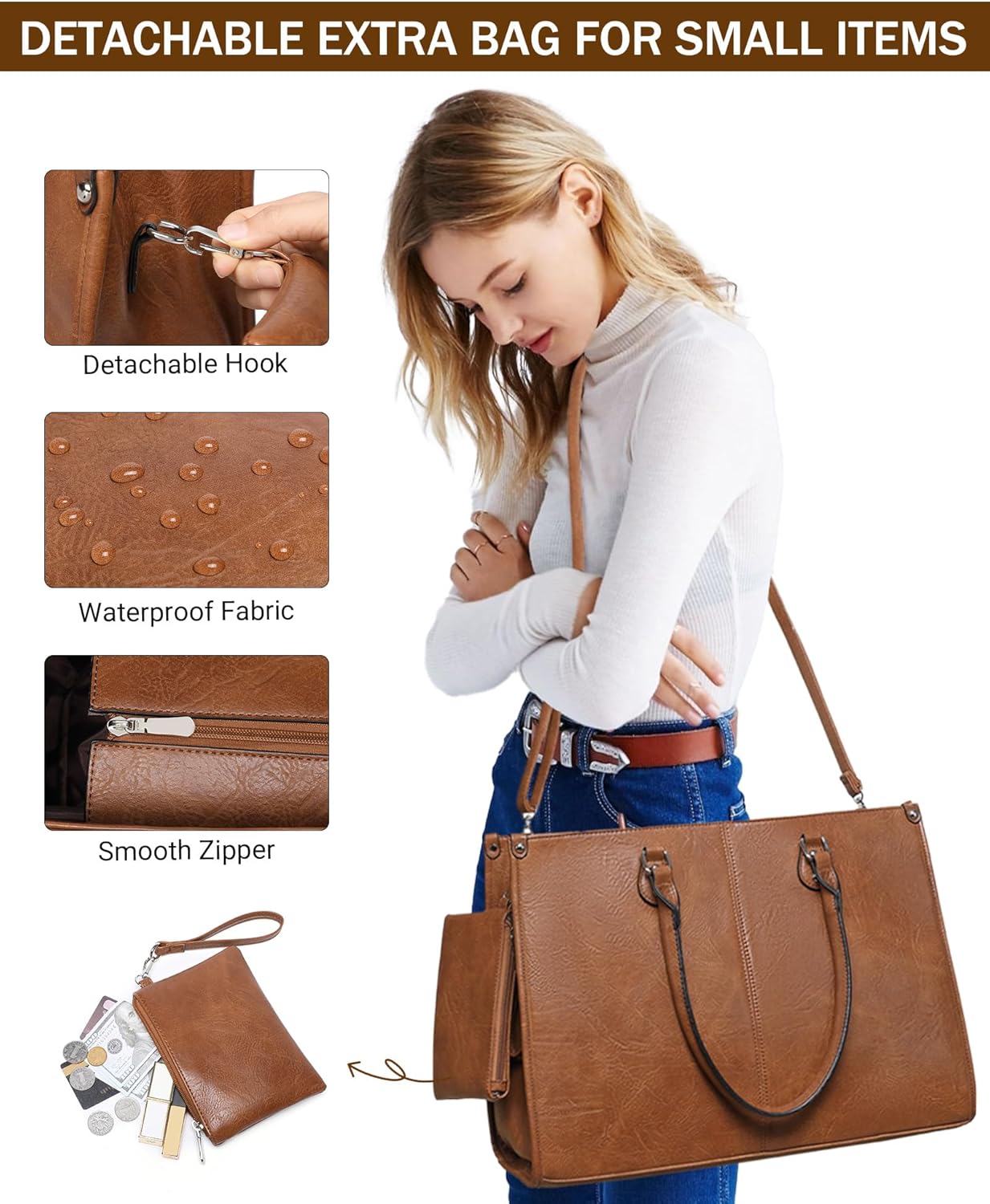 حقيبة لابتوب 2 في 1 مع حجرة مع - مراجعة Leather Work Laptop Bag وسعره