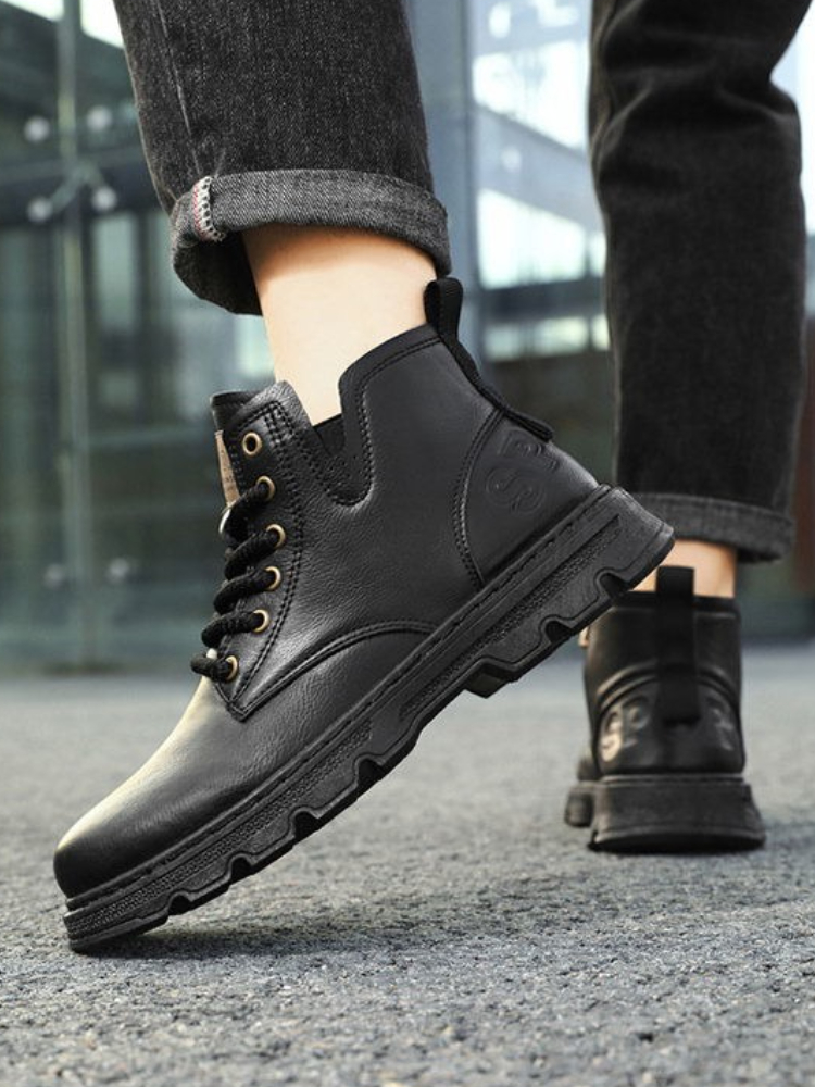 ​ الرجال 2025 شتاء جديد وصول س - مراجعة Leather Work Boots وسعره