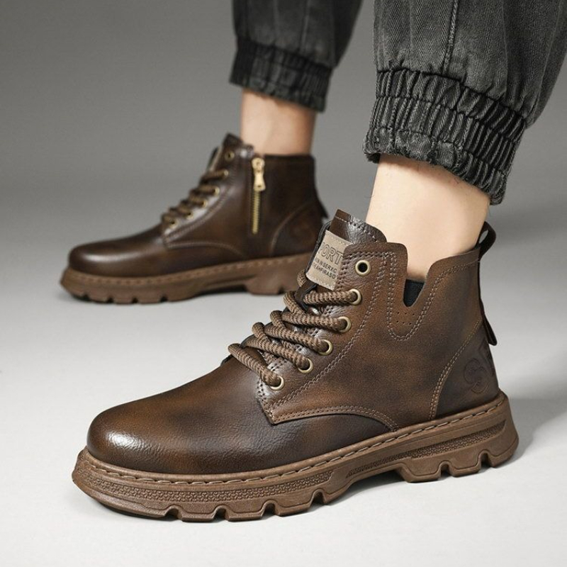 ​ الرجال 2025 شتاء جديد وصول س - مراجعة Leather Work Boots وسعره