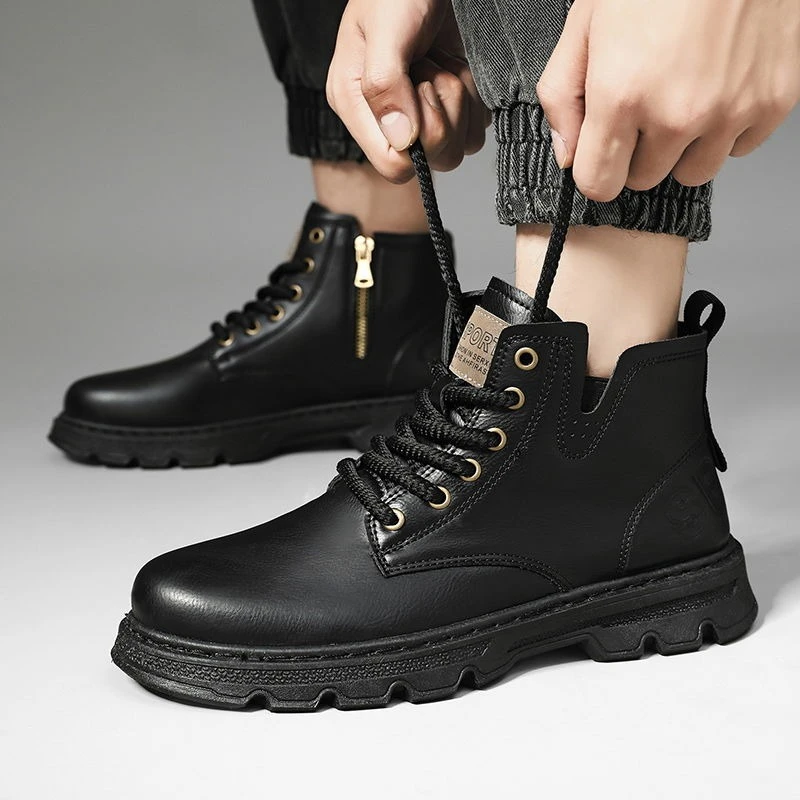 ​ الرجال 2025 شتاء جديد وصول س - مراجعة Leather Work Boots وسعره