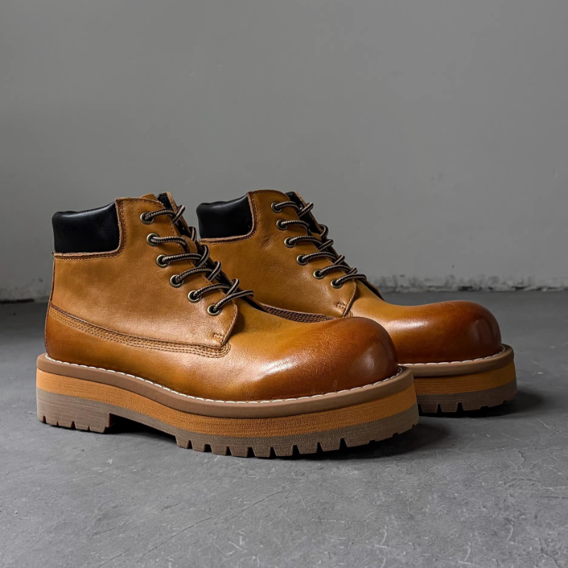 النمط البريطاني الرجال حذاء من - مراجعة Leather Work Boots وسعره