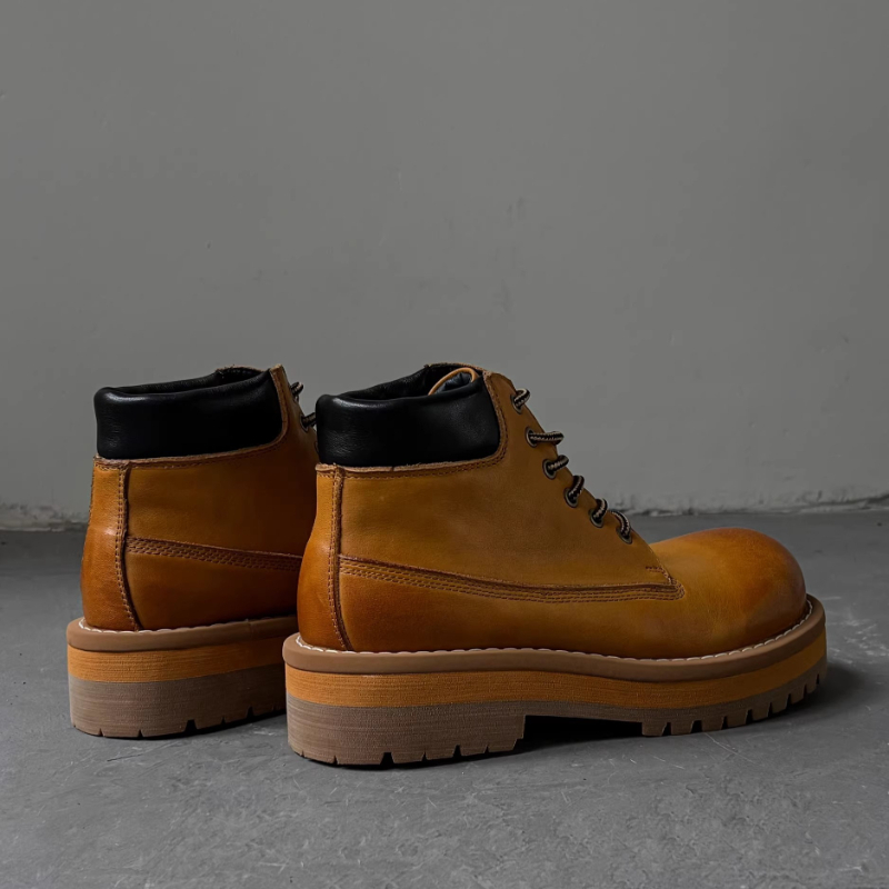 النمط البريطاني الرجال حذاء من - مراجعة Leather Work Boots وسعره