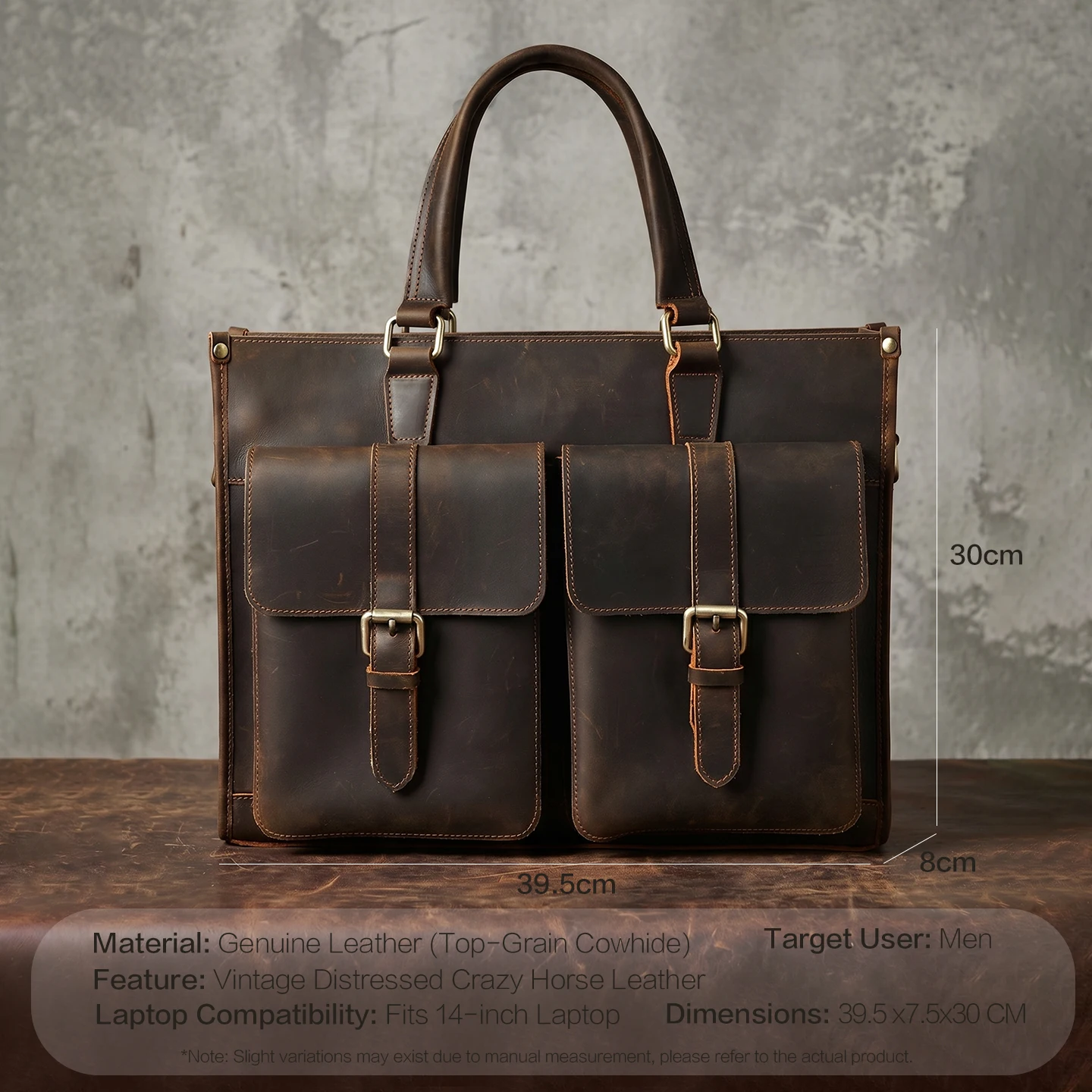 حقيبة كتف رجالية من الجلد الطب - مراجعة Leather Work Laptop Bag وسعره