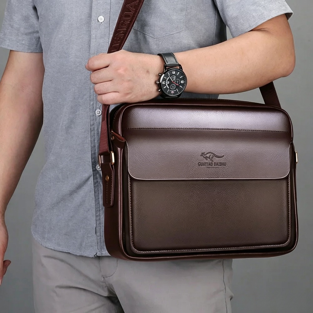 حقيبة كتف رجالية من الجلد الصن - مراجعة Leather Work Laptop Bag وسعره