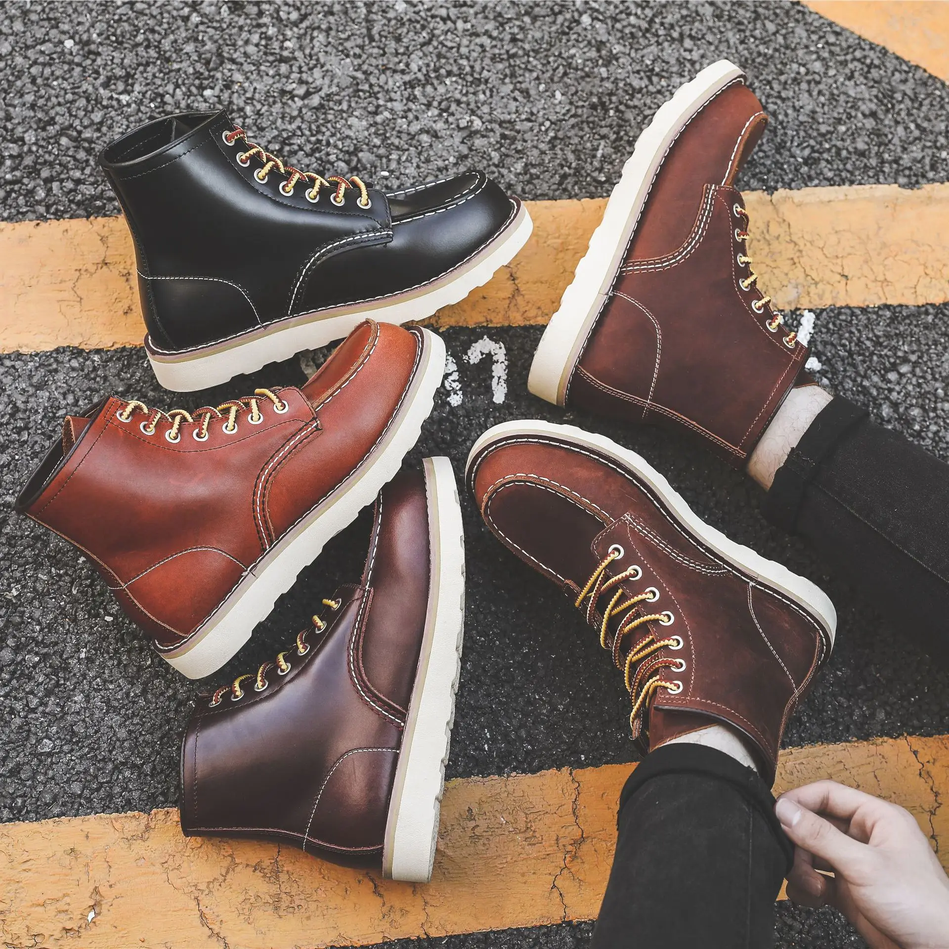 الرجال الربيع الشتاء حذاء كاجو - مراجعة Leather Work Boots وسعره