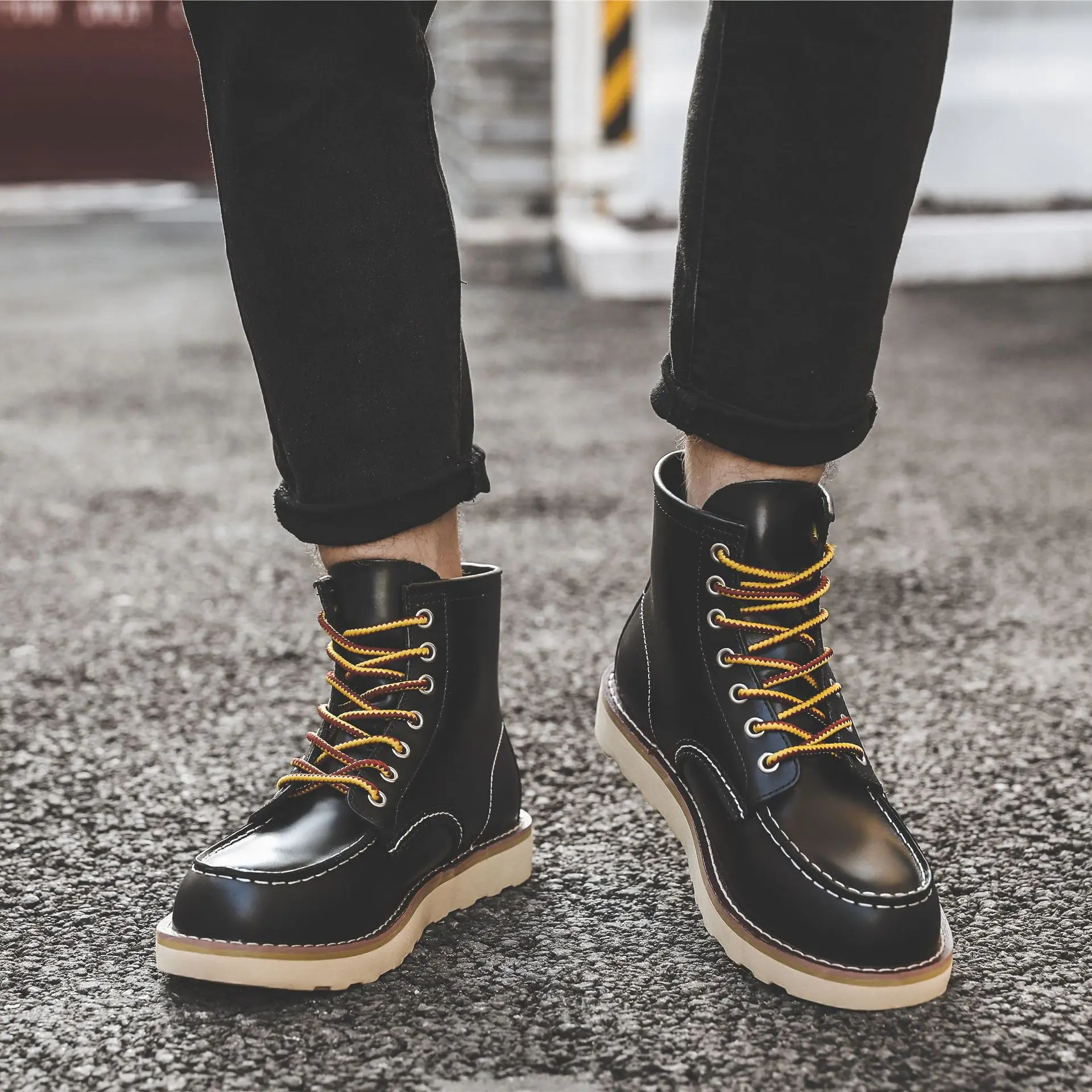 الرجال الربيع الشتاء حذاء كاجو - مراجعة Leather Work Boots وسعره