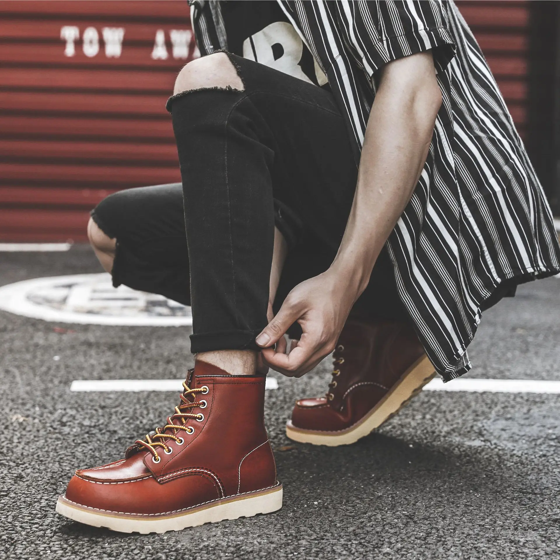 الرجال الربيع الشتاء حذاء كاجو - مراجعة Leather Work Boots وسعره