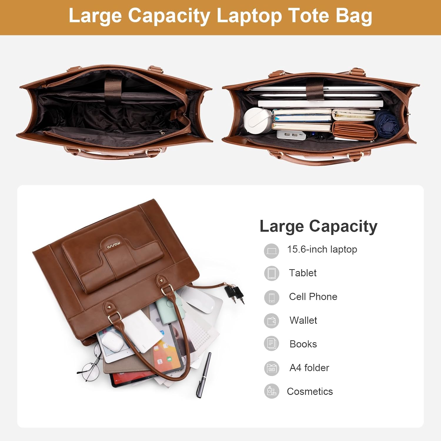 حقيبة كمبيوتر محمول من MOSISO  - مراجعة Leather Work Laptop Bag وسعره
