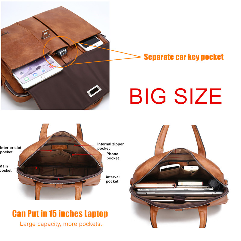 حقيبة جلدية للرجال من جيب بولو - مراجعة Leather Work Laptop Bag وسعره