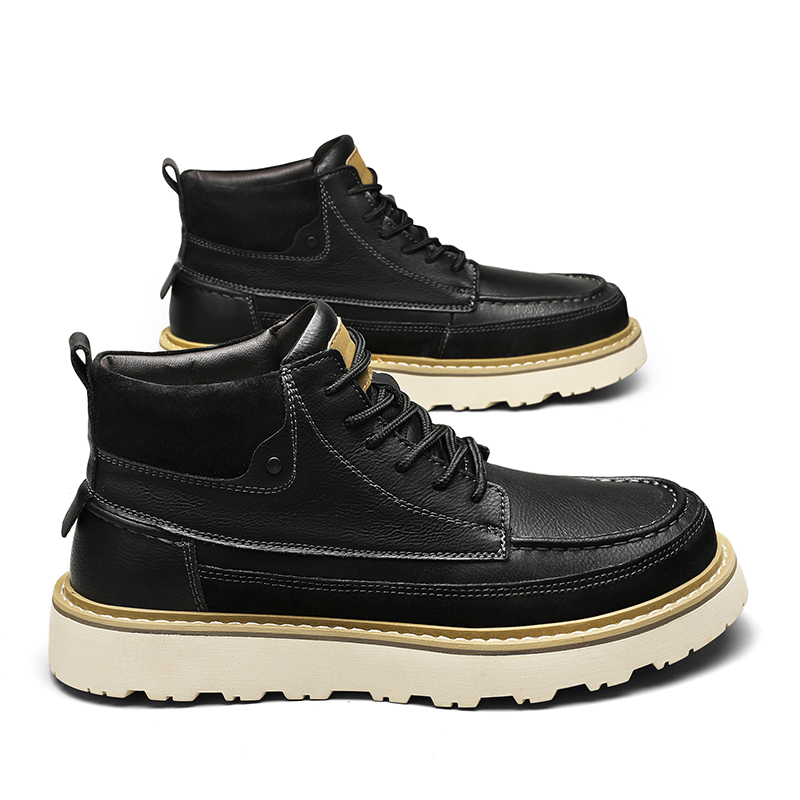 أحذية رجالية بنية اللون مبطنة  - مراجعة Leather Work Boots وسعره